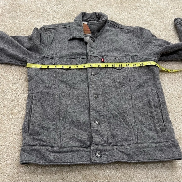Levi's French Terry Cotton (Soft) Gray Snap Stretch  Trucker Jacket, Women's Sm - Picture 12 of 13